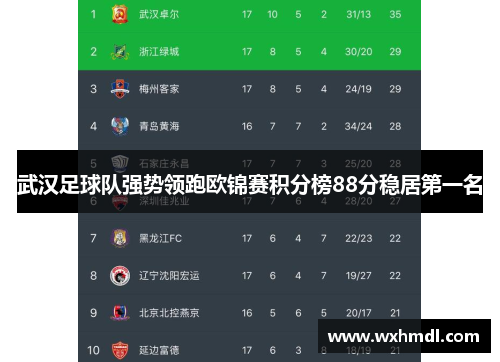 武汉足球队强势领跑欧锦赛积分榜88分稳居第一名