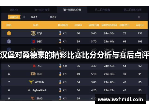 汉堡对桑德豪的精彩比赛比分分析与赛后点评